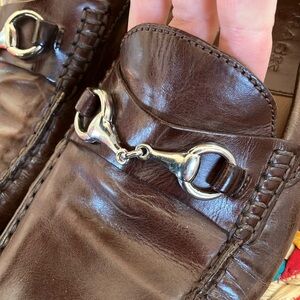 Trask Men's Brown Leather Loafers with Silver Accent Horsebit